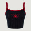 Girls' Butterfly Embroidered Ribbed Cami Top - Stretchy Cotton Blend, Machine Washable - Perfect for Spring/Summer