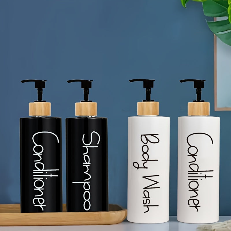3-Pack Minimalist Bathroom Dispenser Bottles, Plastic, Unscented Shampoo, Conditioner, Body Wash Containers