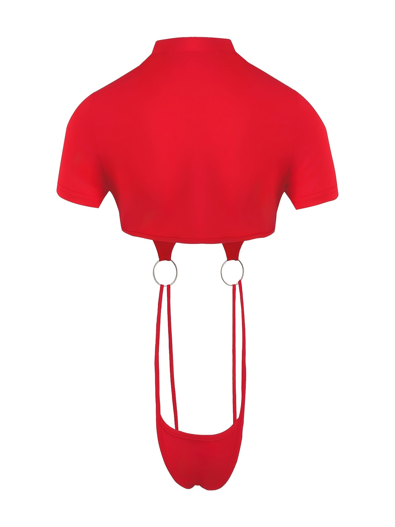 Women'S Sexy Solid Color Bodysuit with Cut-Out Waist, Polyester Knit Fabric, Crew Neck, Short Sleeve, for All Seasons