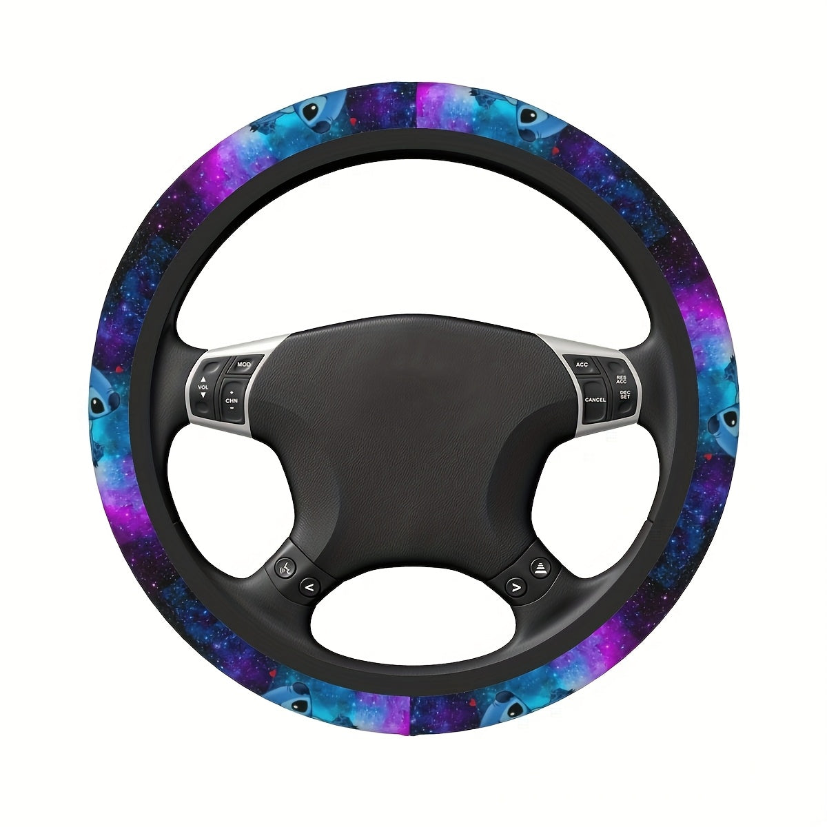15 Inch Disney Stitch Catone Steering Wheel Cover, Universal Fit, No Inner Circle, Polyester Fiber, Anti-Slip, Protective, for Car, Truck, SUV, Men and Women