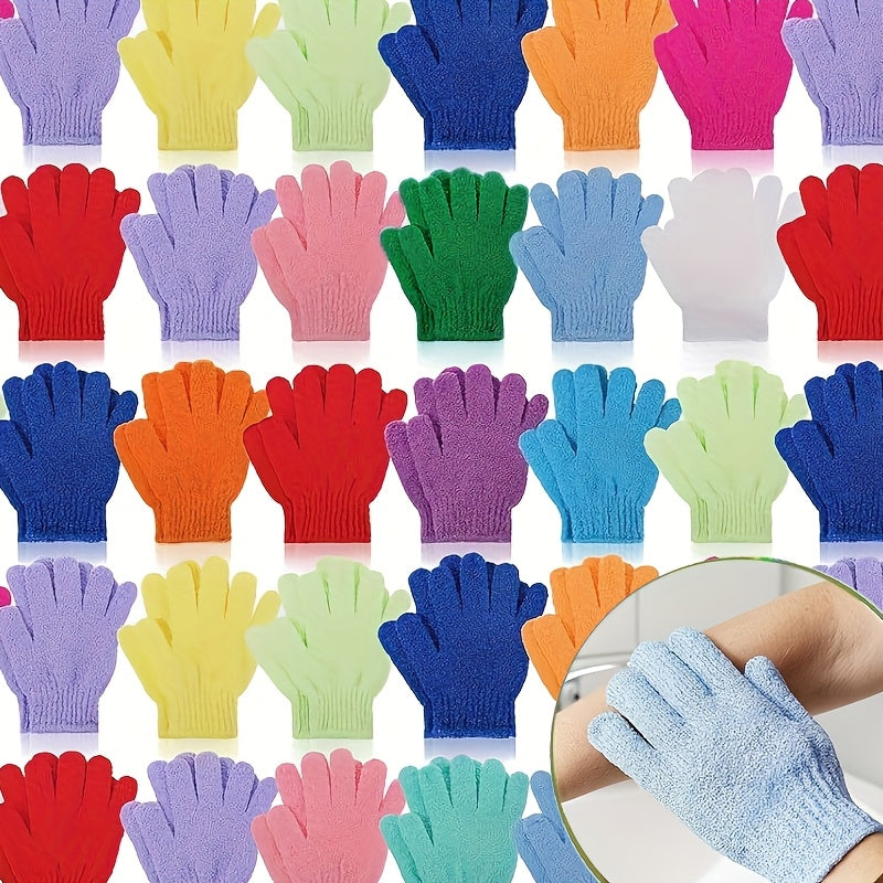 4pcs/8pcs/12pcs/20pcs Bathing Gloves, 100% Nylon Double-sided Exfoliating Gloves, Suitable for Beauty, Spa, Massage, Skin, Shower, Body Scrub, Bath Accessories, Also a Good Gift for Family Members, Random Color