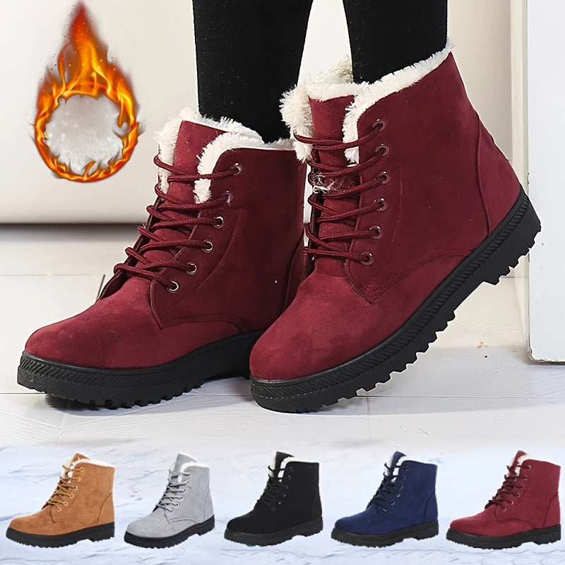 Women's Winter Ankle Snow Boots - Warm Fur Lined - Fabric Insole - Durable Outdoor Footwear