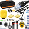 41pcs High Power Car Cleaning Kit: Complete Car Care Tools with Handheld Vacuum, Collapsible Bucket, Windshield Tool, Gel, Snow Shovel, Tire Brush, and More