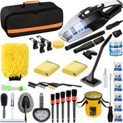 41pcs High Power Car Cleaning Kit: Complete Car Care Tools with Handheld Vacuum, Collapsible Bucket, Windshield Tool, Gel, Snow Shovel, Tire Brush, and More