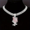 Elegant Sexy Rose Pendant Necklace with Synthetic Stones - Zinc Alloy & Rhinestones, No Plating - Ideal for Daily Wear & Gifting, Perfect for Christmas - All Seasons Compatible