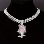 Elegant Sexy Rose Pendant Necklace with Synthetic Stones - Zinc Alloy & Rhinestones, No Plating - Ideal for Daily Wear & Gifting, Perfect for Christmas - All Seasons Compatible