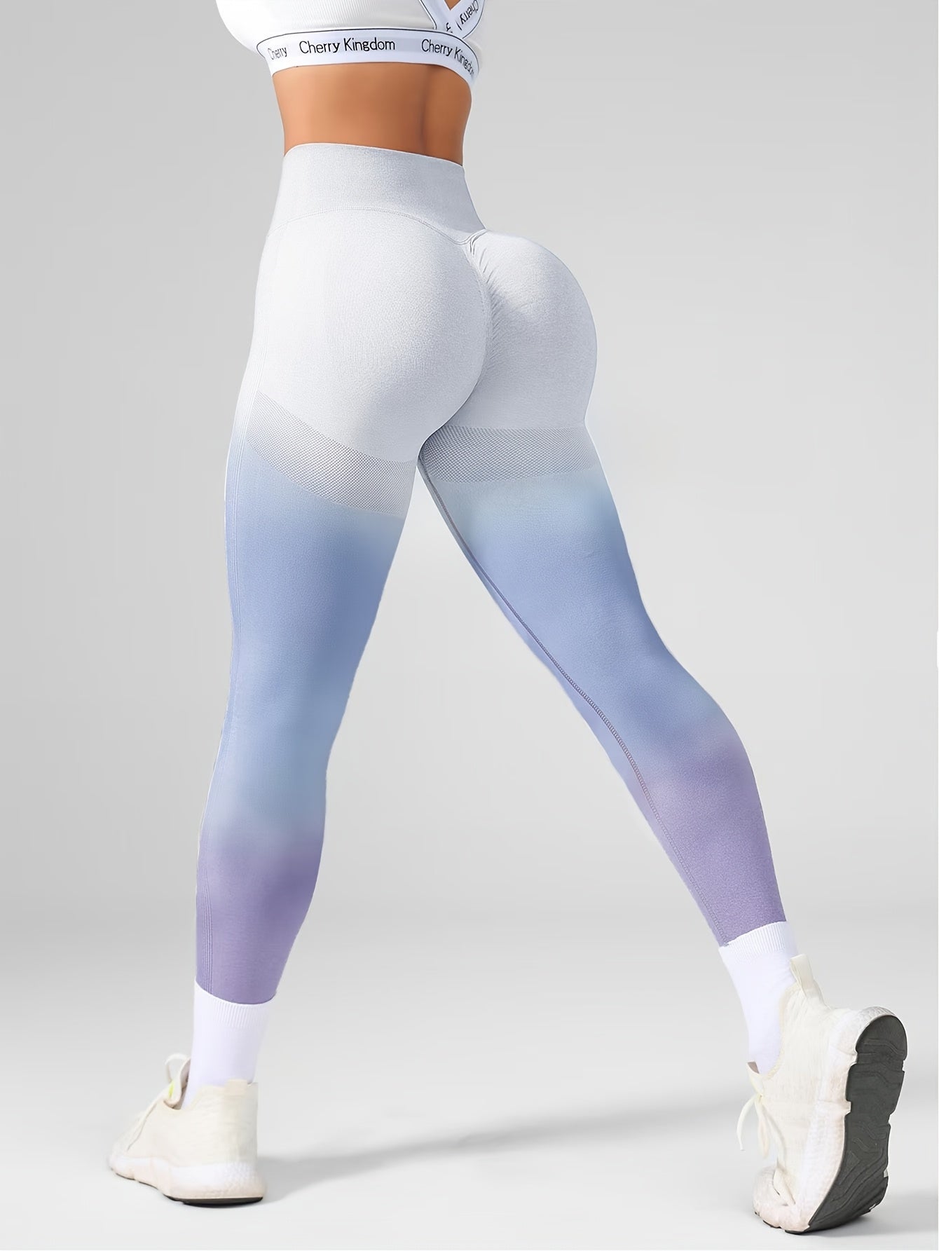 [High-Waisted] Women's High-Waisted Ombre Sports Leggings | Stretchy Nylon Blend | Machine Washable | Comfortable for Yoga & Fitness Workouts