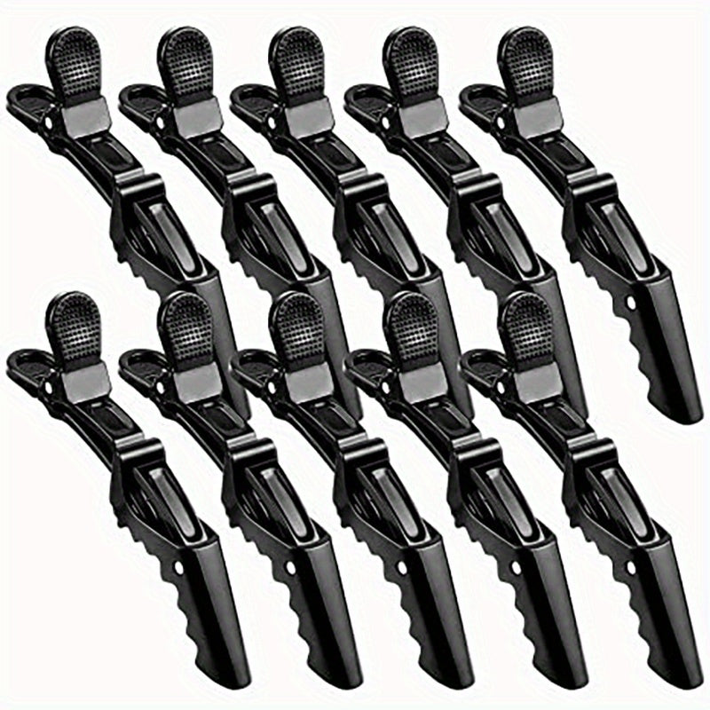 10pcs Premium Non-Slip Alligator Hair Clips - Professional Hair Styling and Sectioning Essentials for Salon-Quality Results - Durable, Easy-to-Use, and Comfortable Black Hair Accessories