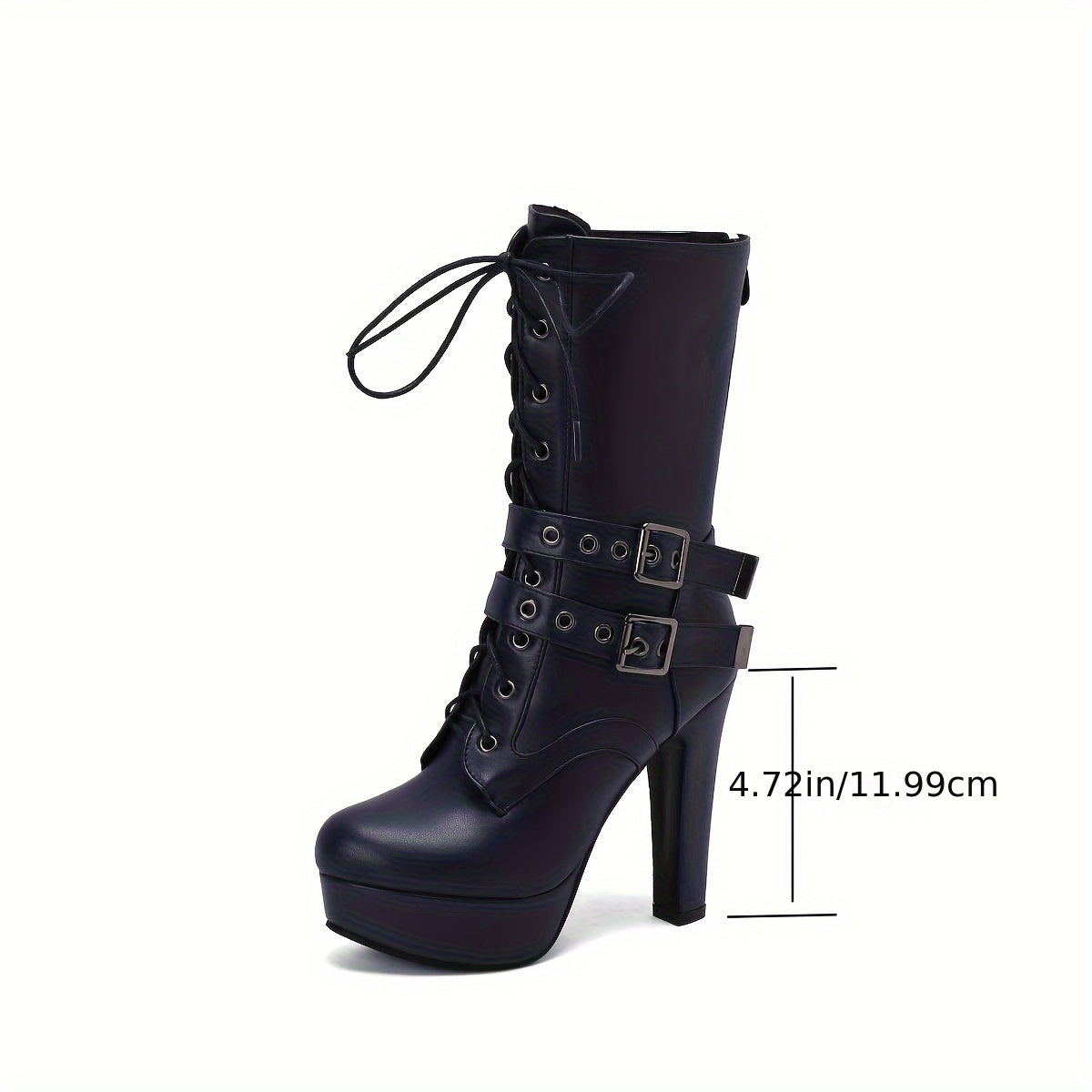 European and American Fashion 2024 Autumn and Winter New Large Size Lace-up Thin Heel Super High Heel Waterproof Platform Short Boots Women's Fashion Boots Short Boots