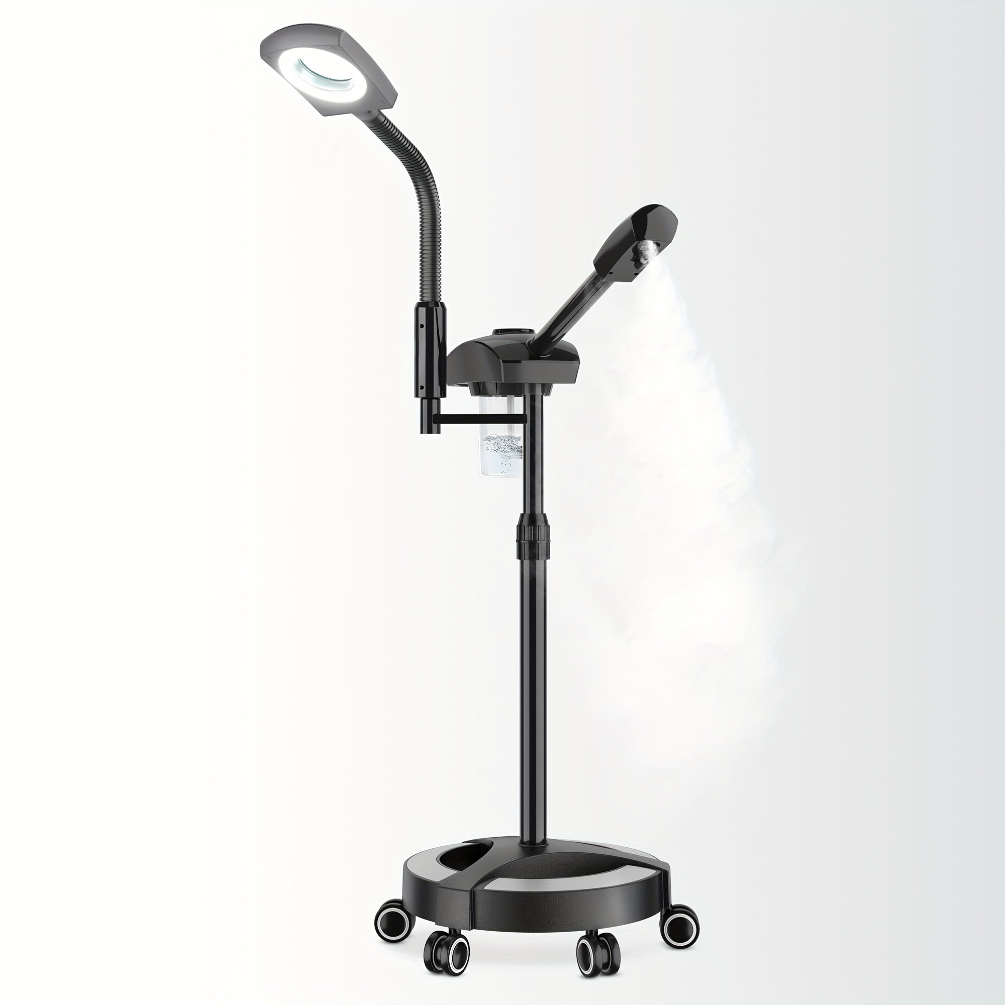 Facial Steamer Professional 2 In 1 Ozone With 5X Magnifying Lamp On Wheels For Spa, Beauty Salon And Home Use, 2-in-1 Esthetician Steamer On Wheels With Ozone And Hot Mist, Ionic Facial Steamer For Facial Deep Cleaning And Mo