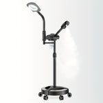 Facial Steamer Professional 2 In 1 Ozone With 5X Magnifying Lamp On Wheels For Spa, Beauty Salon And Home Use, 2-in-1 Esthetician Steamer On Wheels With Ozone And Hot Mist, Ionic Facial Steamer For Facial Deep Cleaning And Mo