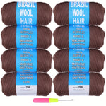 8 Pcs Black Brazilian Wool Hair For Braiding Hair Acrylic Yarn Crochet Box Braids Senegalese Twist Jumbo Braids Faux Locs Crochet Hair For Women Synthetic Braiding Hair Extensions Halloween Christmas