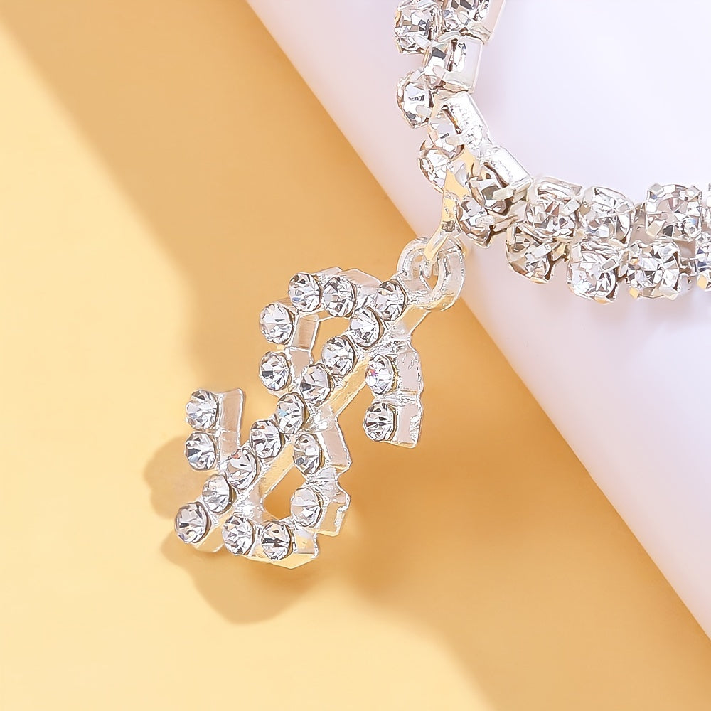 Glamorous Shiny US Dollar Symbol Necklace, Full Of Rhinestones Hip-hop Necklace Collarbone Chain