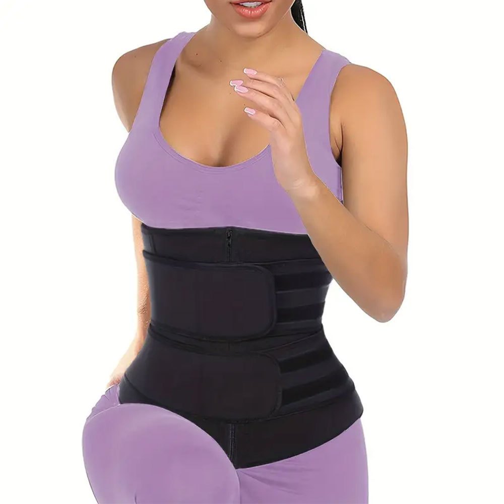 Women'S Waist Trainer, Waist Tightening Bodywear Zipper Shapewear Belt, Slimming Fitness Black Shapewear
