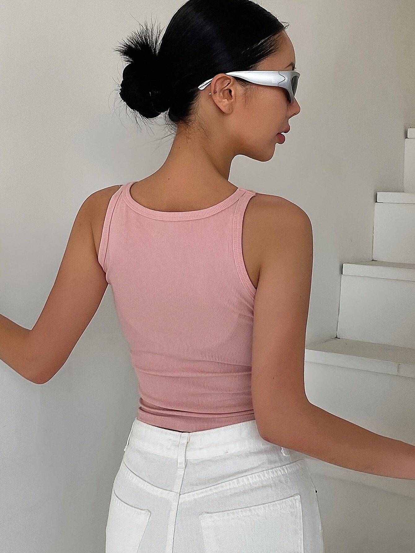 Women'S Solid Color Ribbed Tank Top