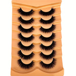 7 Pairs 3D Faux Mink Fake Eyelashes: Thick Long Dramatic Full Strip Lashes for Makeup