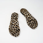 Casual Comfort| Women's Leopard Print Flat Sandals with Rhinestone Heart Accent - Stylish Clip Toe Slides for Beach Vacations, Lightweight & Comfortable PU Cover, All-Season Wear, Beach Shoes