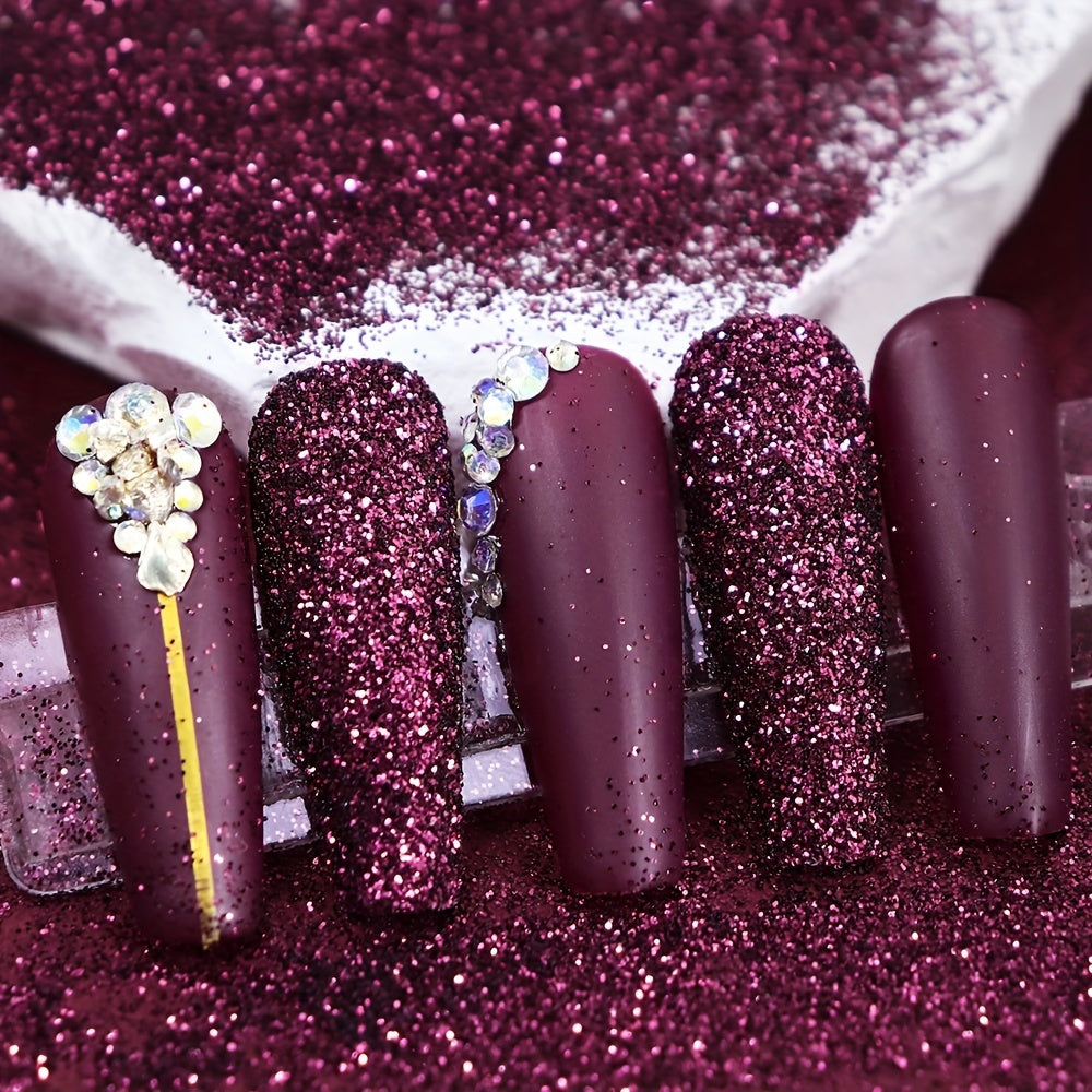 0.35oz Purple Shiny Nail Art Glitter Pure Colour Fine Powder 0.2mm Finely Chrome Pigment Accessories Fall Winter Nail Decoration