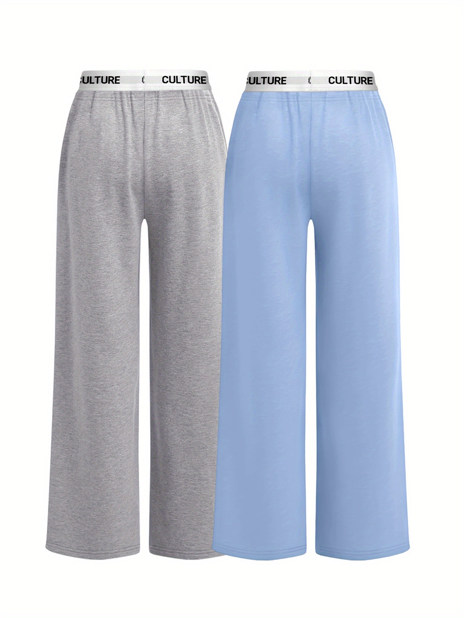 2-Pack Women'S Casual Loose-Fit High-Waisted Sweatpants, Geometric Print, Knit Fabric, Polyester, Straight Leg, Adult, All-Season, Fashion Pants