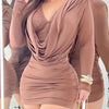 Sexy Long Sleeve Bodycon Mini Dress - Chic, Stretch Fabric, Machine Washable for Women - Perfect for All Seasons