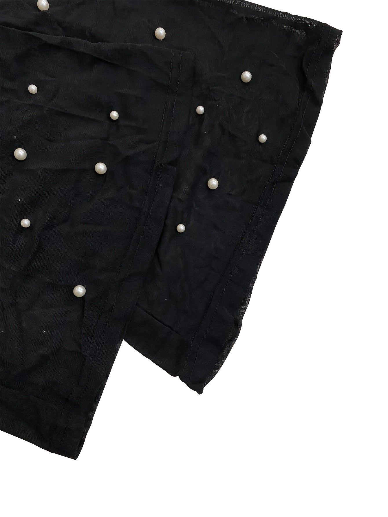 [Home Relaxation] Black Polka Dot Sheer Pantsuit with V-Neck Blazer - Sexy Polyester & Elastane Blend Women's Suit for All Seasons, Machine Washable