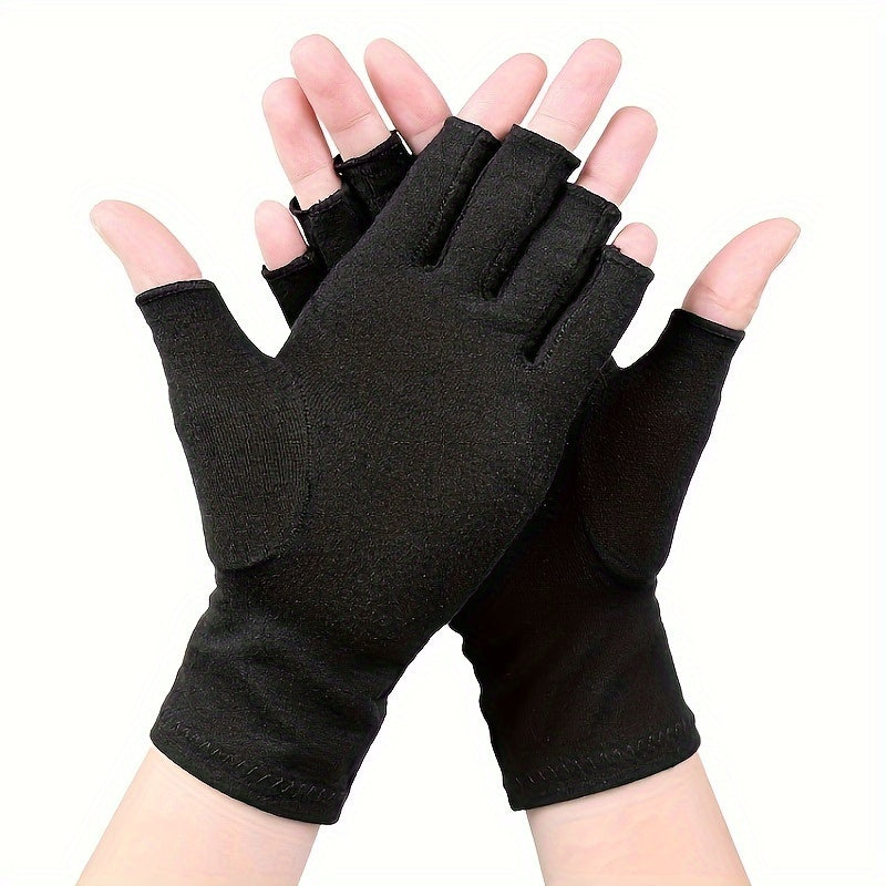 1Pair Fingerless Compression Gloves For Women & Men, Hand Joint Wraps, Sports Hand Support Thumb Gloves For Typing, Daily Work, Hand Care - Open Finger Fit