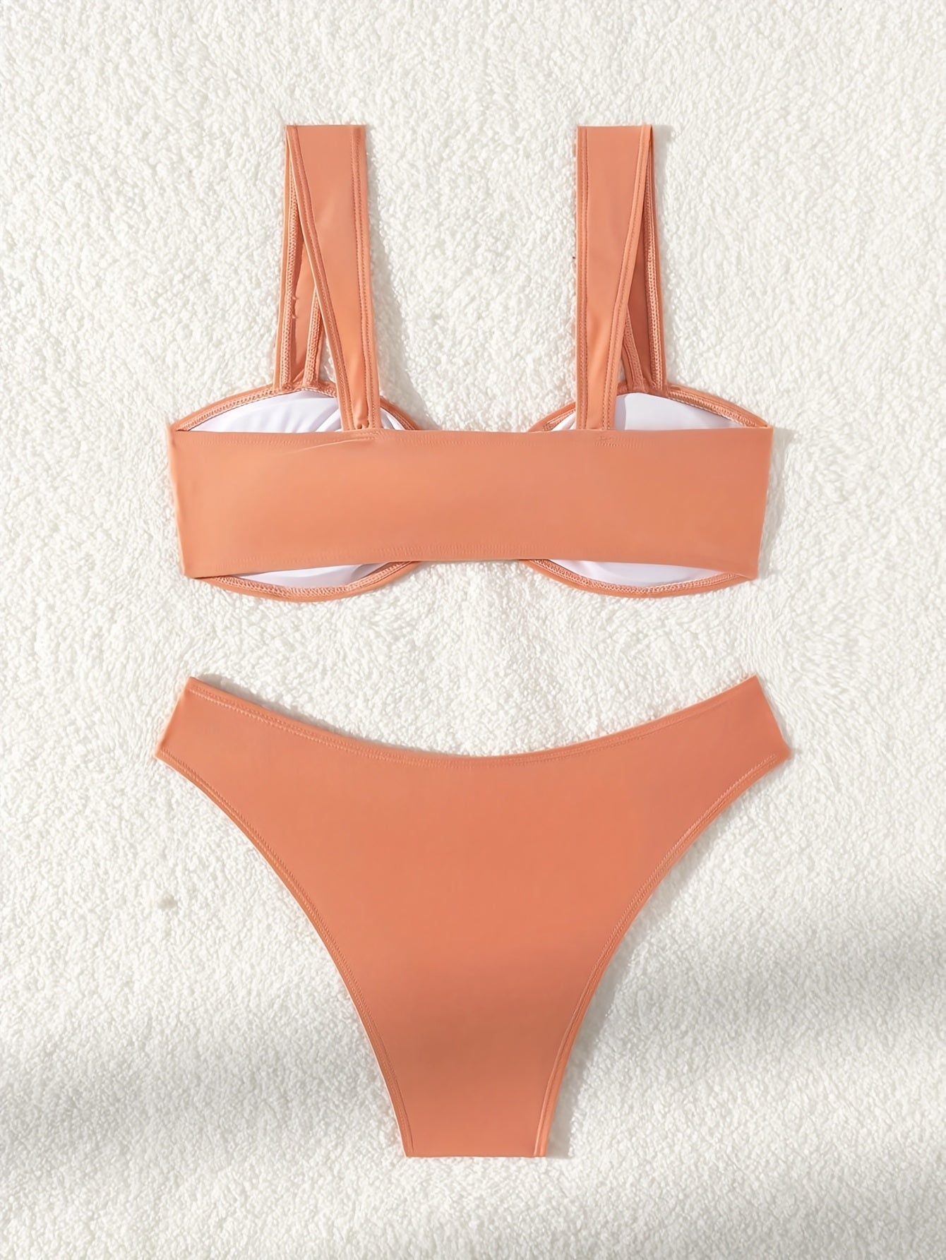 New Two-piece Sexy Solid Color Metal Jewelry Bikini Beach Women's Separated Swimsuit