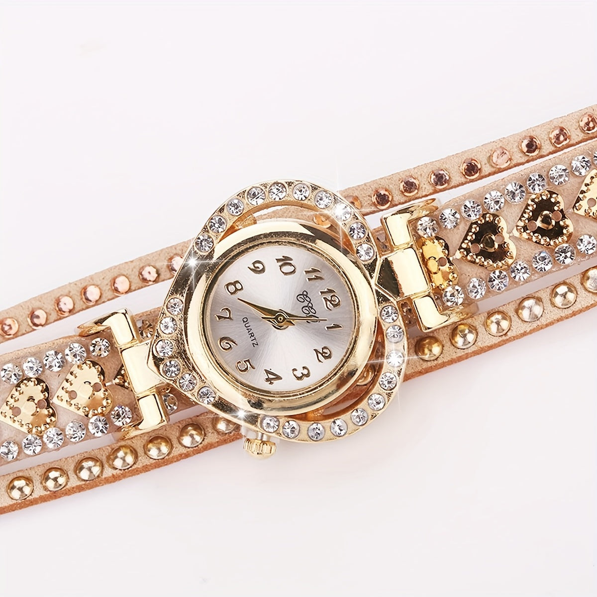 1pc Ladies' Vintage-Inspired Fashion Heart & Number Dial Quartz Wristwatch, Faux Leather Band, Alloy Case, Non-Rechargeable Battery - Elegant Timepiece (Watch Box Not Included)