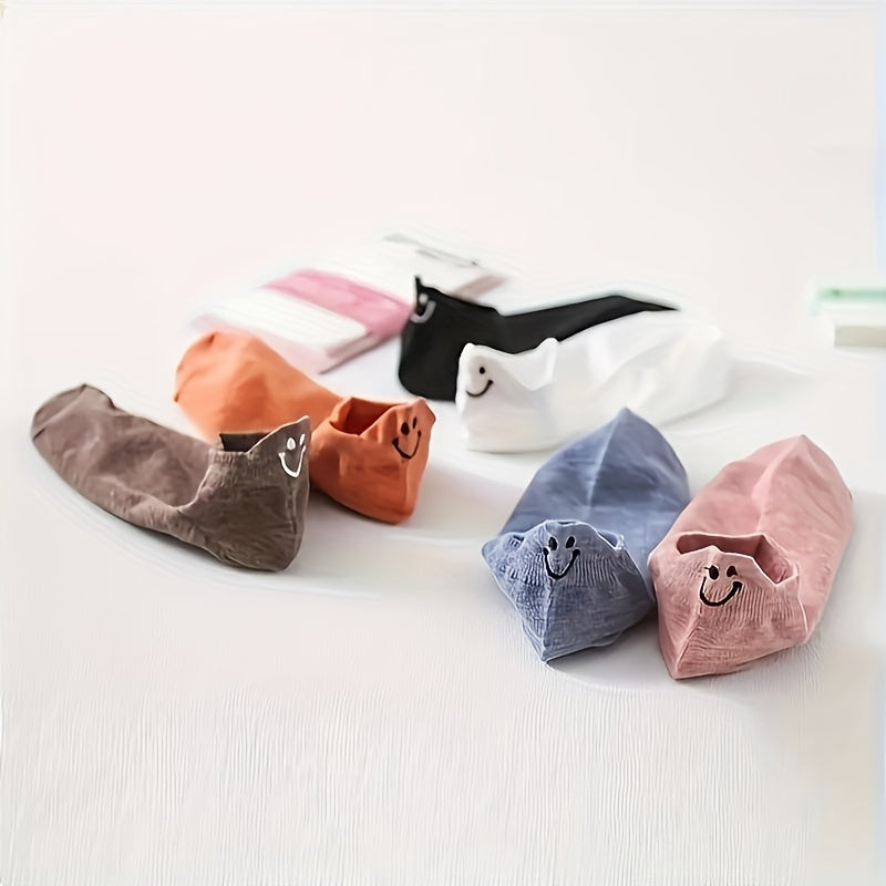 10 Pairs Of Socks In Various Colors, Elastic Ankle Length Socks, Aesthetic Socks, Cute Socks, Lightweight Low Cut Socks For Women And Girls