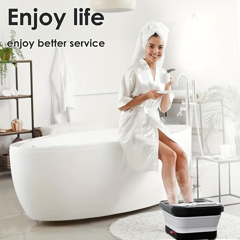 Foldable Foot Massager With Heat, Temperature Control And Bubbles, Foot Spa With Touch Screen, 6 Rollers And Pumice Stones, Foot Soak