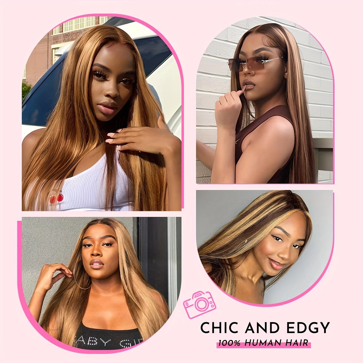 13x4 Honey Blonde Straight Lace Front Wigs Human Hair Highlight Ombre 200% Density Pre Plucked Pre Cut Transparent Frontal Human Hair Wigs For Women With Baby Hair 4/27