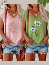 2pcs Women's Casual V-Neck T-Shirts in Pink & Green - Short Sleeve, Breathable Rayon Blend with Intricate Floral & Geometric Patterns, Perfect for Spring/Summer, Casual Summer Wear|Relaxed Fit Tee|Rayon Blend Fabric
