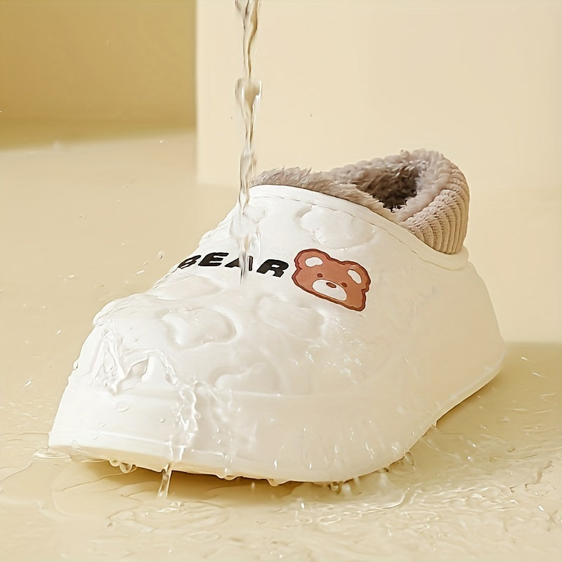 Winter Warm Cozy Waterproof Fleece Lined Slippers - EVA Insulated Home Shoes for Indoor and Outdoor Use, Maternity Slippers for Men and Women