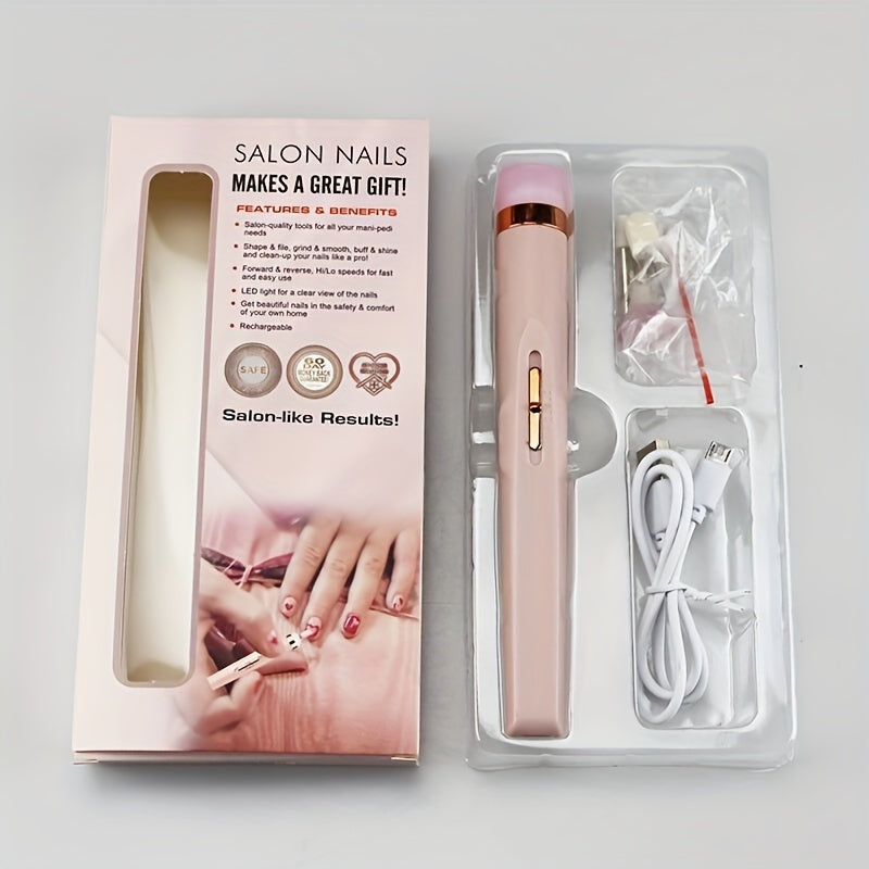 5-in-1 Electric Nail Polisher Pen - USB Rechargeable, Low Noise, Professional Manicure & Pedicure Kit for Hands, Feet & Nails