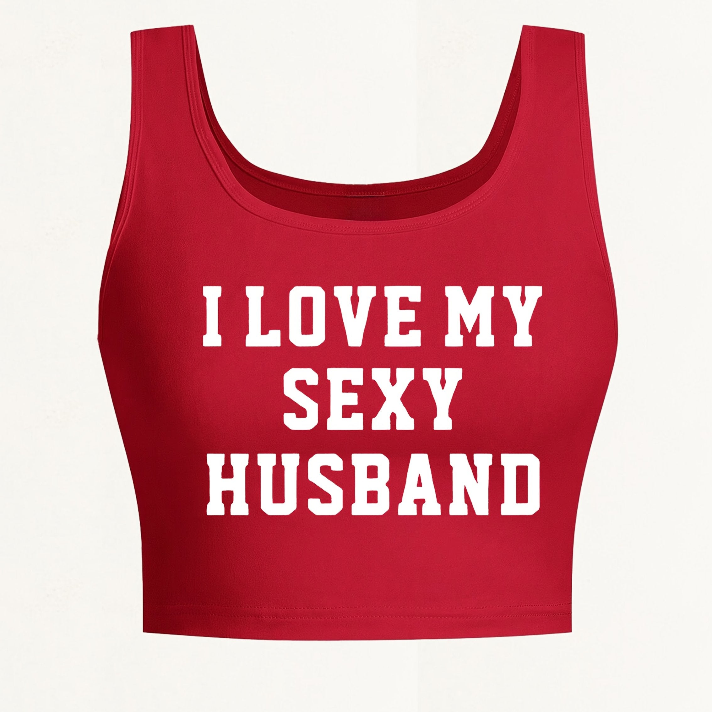 Women's "Hot Wife" Graphic Print Sleeveless Tank Top - Vibrant Red with Yellow Splash Design, Seamless Round Neck, Lightweight Breathable Fabric for Yoga & Casual Wear, Machine Washable Spring Summer Fall Top, Ladies Tank Top