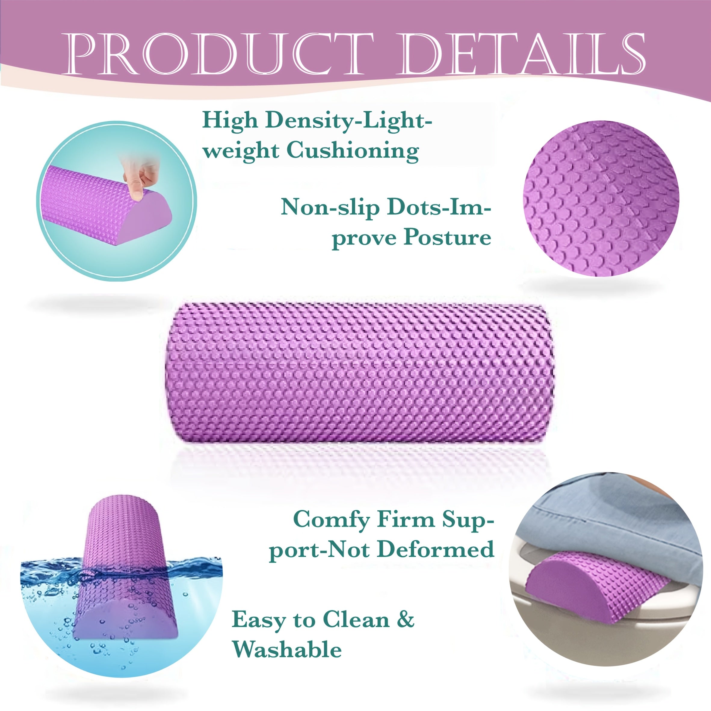 Brazilian Butt Lift Toilet Seat Cushion - Portable, Comfort Support Pad for Enhanced Sitting Posture, Durable BBL Pillow Riser, Firm Hip Support, 17.7x5.9x2.95", Available in Pink, Purple, Blue, Black