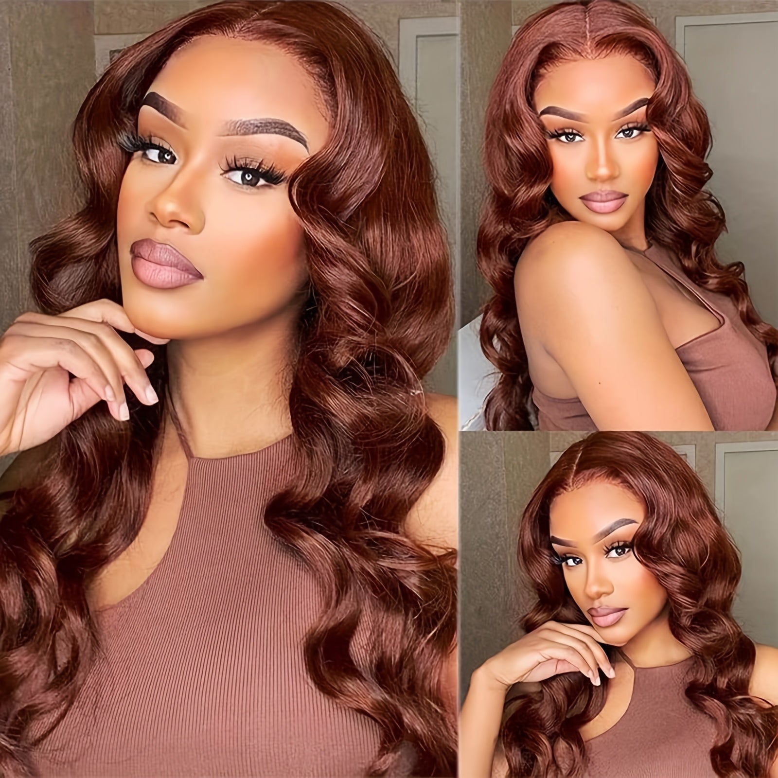 Realistic Glueless Lace Front Wig for Women - Brown Rooted Ash Blonde Body Wave 20" Shoulder Length, 130% Density Synthetic Hair with 13x4x1 Lace Area, Middle Part Elegant Unisex Wig for All Ethnicities, Versatile Hairpiece |