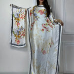 WINYI Women'S Long Kaftan Dress, Polyester 100% Crew Neck Tunic with Belt, Loose Fit All Over Print, Middle Eastern Bohemian African Style, Beach Cover Up, Elegant Evening Abaya for Dubai, Spring/Summer Collection