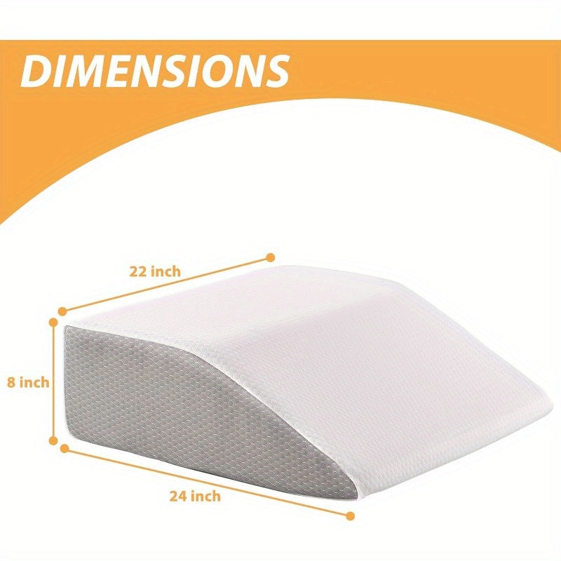 8 Inch Leg Elevating Pillow for Post-Surgery & Relief - Cooling Gel Cotton Top, Ergonomic Wedge Pillow for Improved Circulation, Side Sleeping Support, White & Grey, Contemporary Design | Highdensity Foam