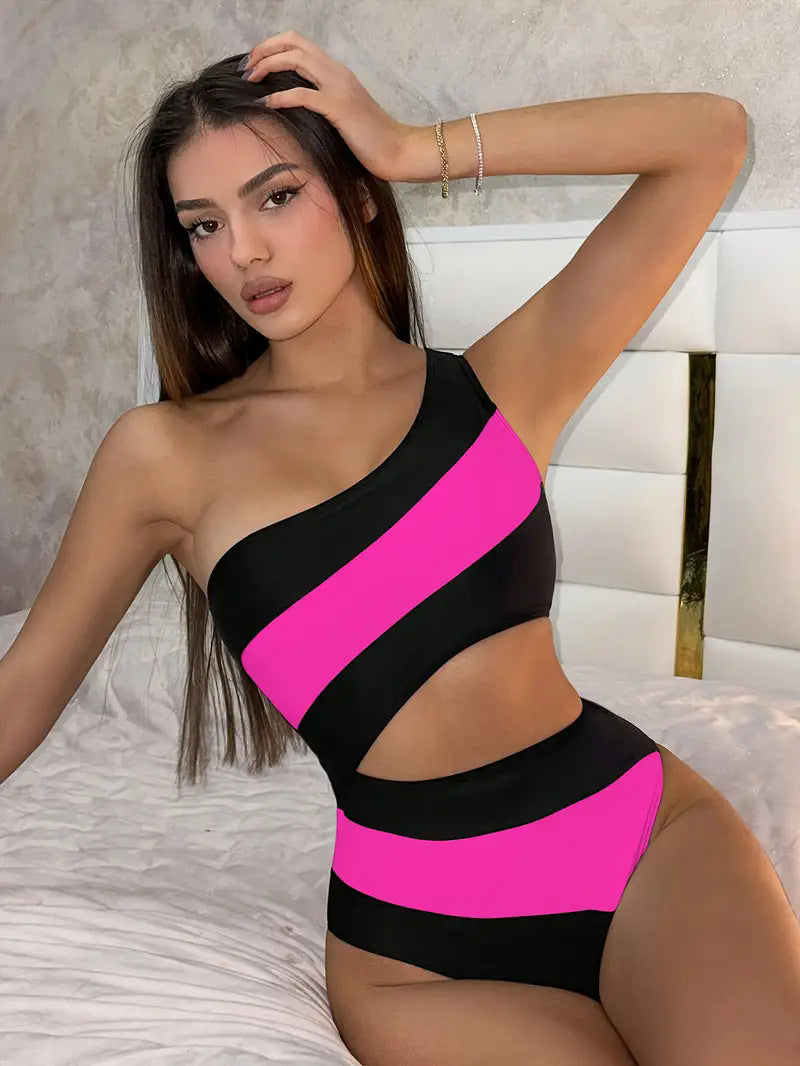 New Color Matching Fashion One-piece Bikini Swimsuit For Women