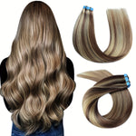 18inch-26inch Tape In Hair Extensions Human Hair 20pcs/Pack Remy Straight Invisible Tape Adhensive Hair Extensions Suitable For All People