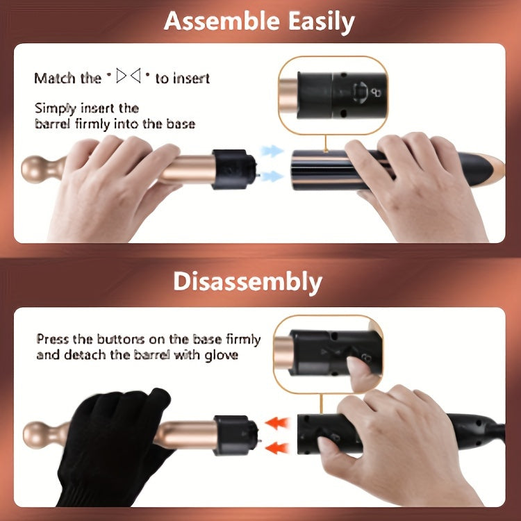 Hair Curling Wand 5in 1 Hair Curlers Iron Set 1.25inch with 5 Ceramic Interchangeable Barrel for Long Short Hair Styling Tool 1inch Hairs Crimper for Women Gifts Birthday Christmas New Year Festival Hairstylist Essentials Sty