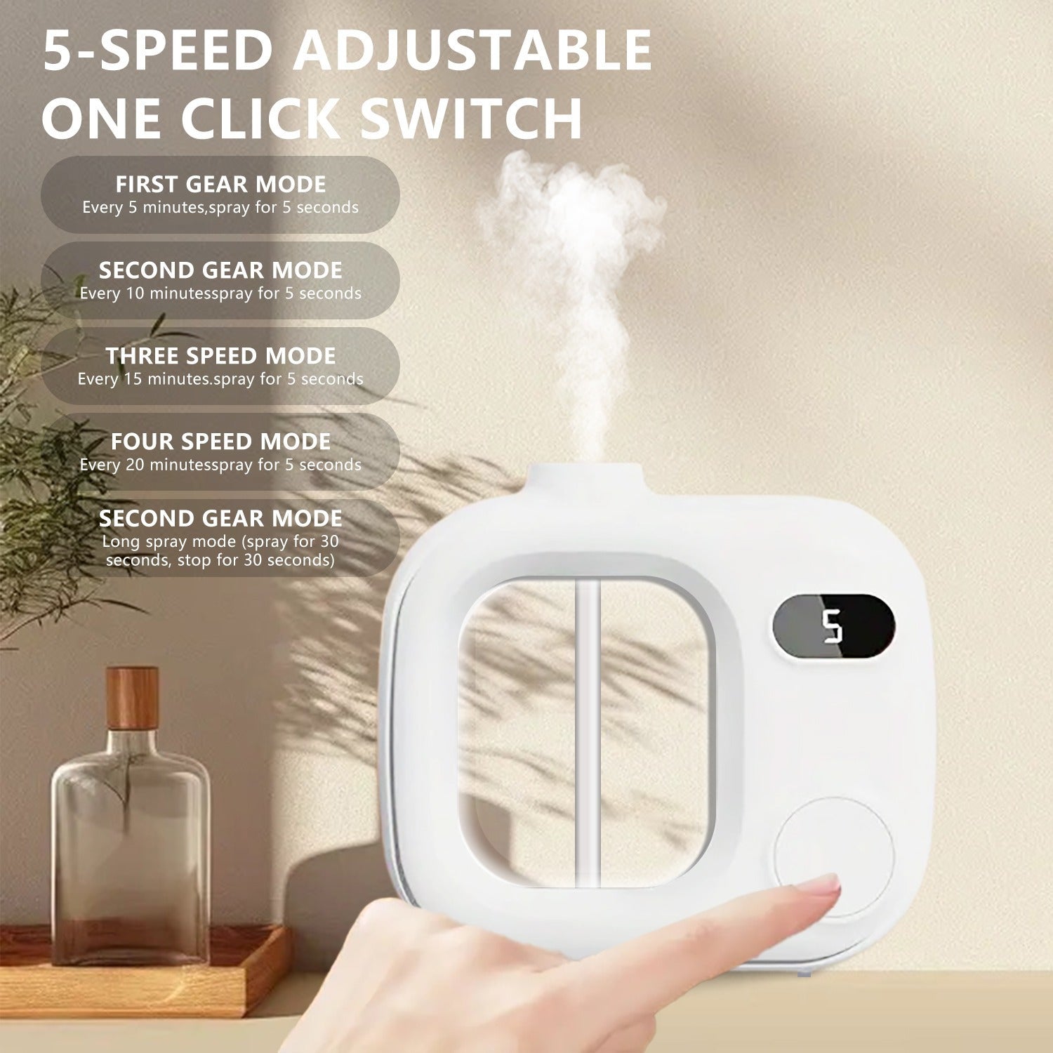 Automatic Mini Aromatherapy Diffuser, Mini Humidifier, Long-Lasting Deodorizer for Toilet and Bedroom, Night Light Function, Small Wireless and Portable Humidifier, Air Freshener Diffuser, Easy to Clean, Suitable for Plants,