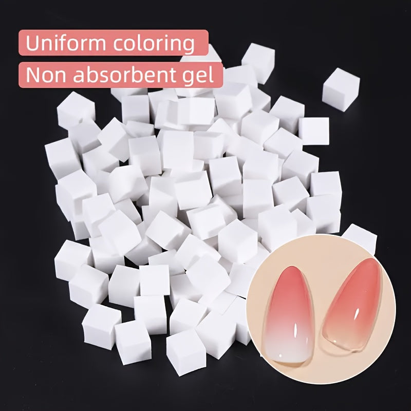 Mini Tofu Block Nail Art Sponge Set – Non-Absorbent Gel Gradient Blender with Nail Claw Grabber Pen Tool, Formaldehyde-Free Nail Accessories Kit