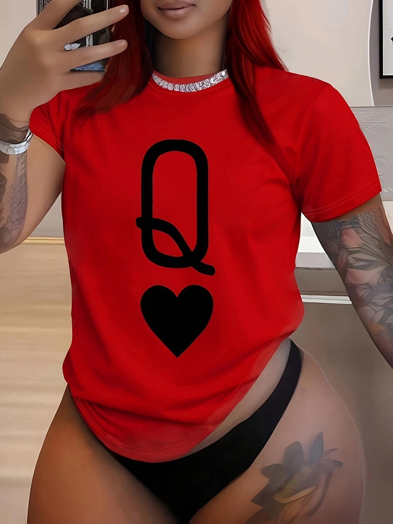 Love Q Queen Printed Short-Sleeved Round Neck T-Shirt for Women Spring And Summer