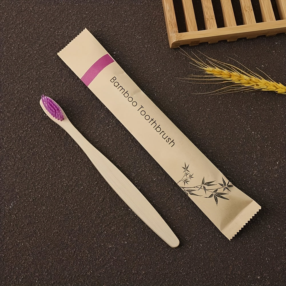 100pcs Soft Nylon Bamboo Toothbrushes - Full-Size Head, Ergonomic for Business Trips, Unisex Adults
