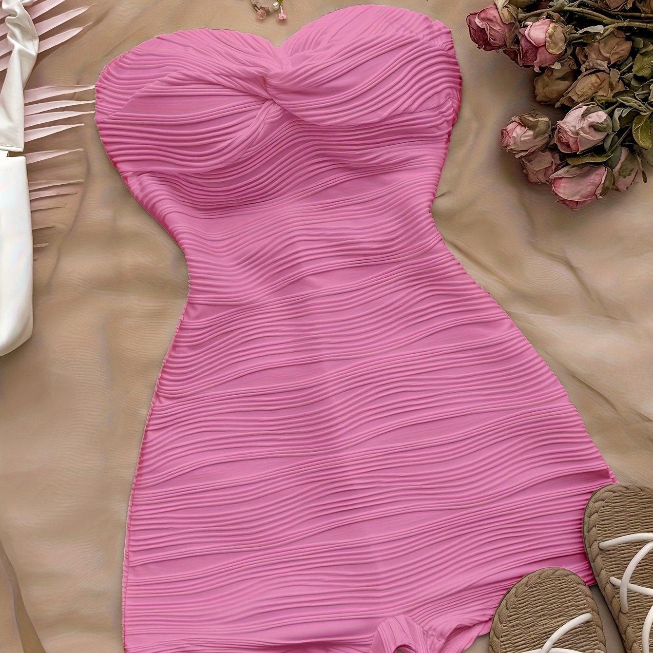 Solid Color Textured Fabric Jumpsuit