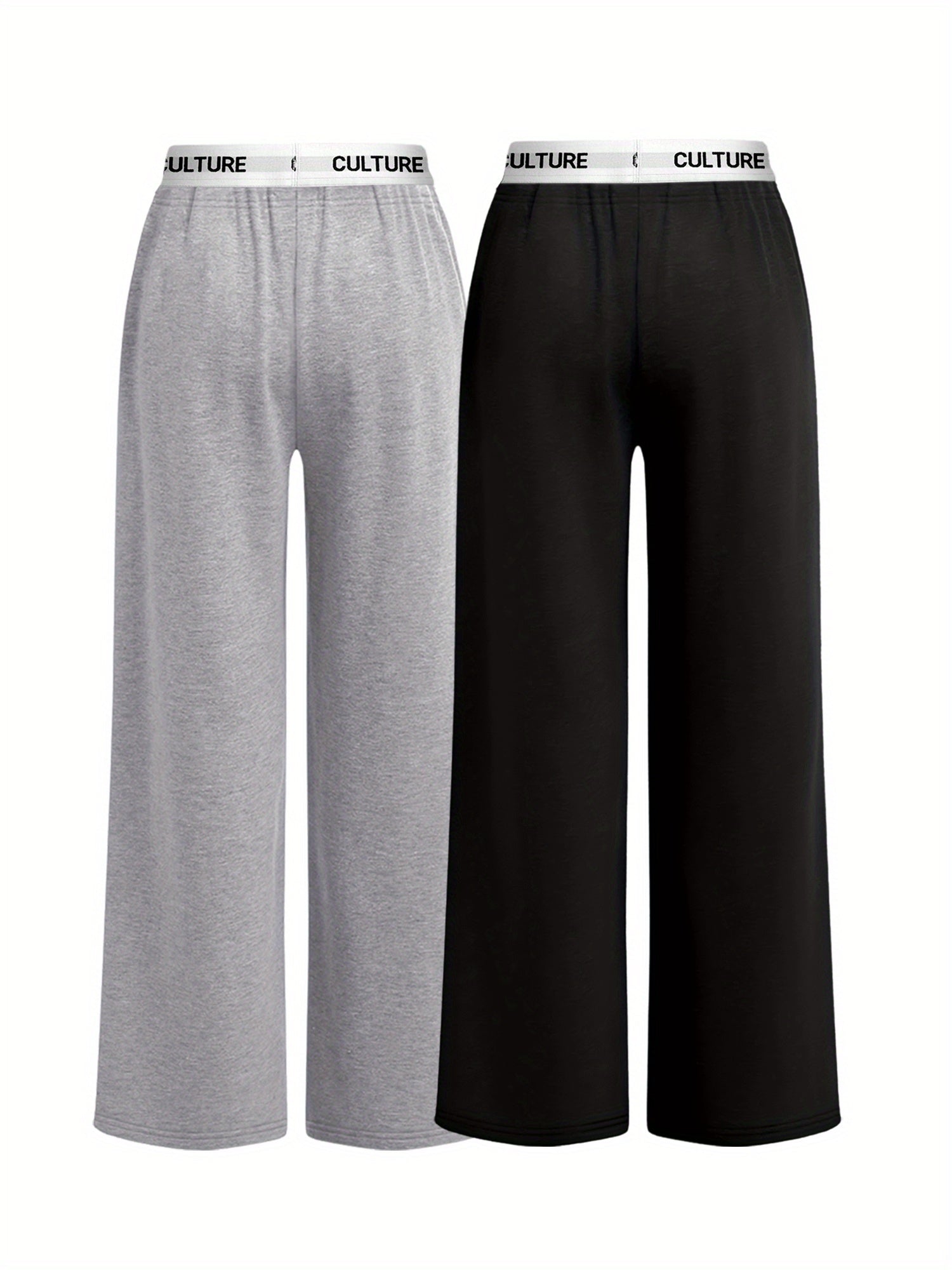2-Pack Women'S Casual Loose-Fit High-Waisted Sweatpants, Geometric Print, Knit Fabric, Polyester, Straight Leg, Adult, All-Season, Fashion Pants