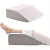 8 Inch Leg Elevating Pillow for Post-Surgery & Relief - Cooling Gel Cotton Top, Ergonomic Wedge Pillow for Improved Circulation, Side Sleeping Support, White & Grey, Contemporary Design | Highdensity Foam