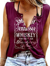 Ladies' Fun Alphabet Print V-Neck Sleeveless T-Shirt - Polyester, Casual Style, Machine Washable, Lightweight & Comfortable for Casual Attire, Ladies T Shirts